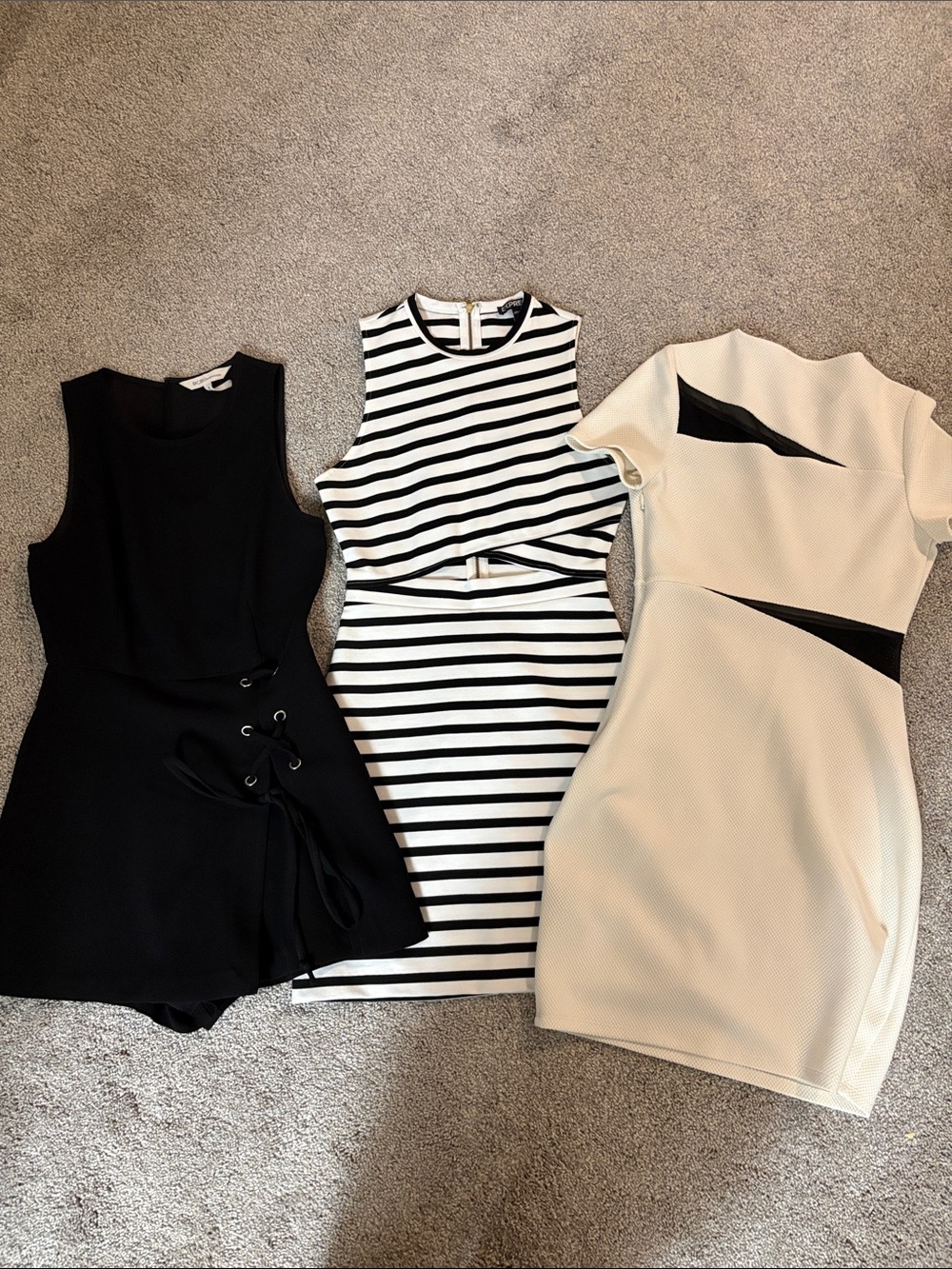 Bundle of 3 express & bcbg dresses and romper